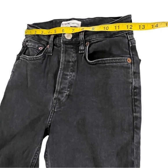 Re/Done 70s High Rise Black Cropped Button Fly Frayed Hem Jeans 24 - Picture 9 of 16